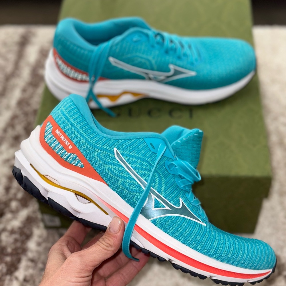 Mizuno Women's Wave Inspire 18 Teal Blue Running Shoes Sneakers *BRAND NEW*